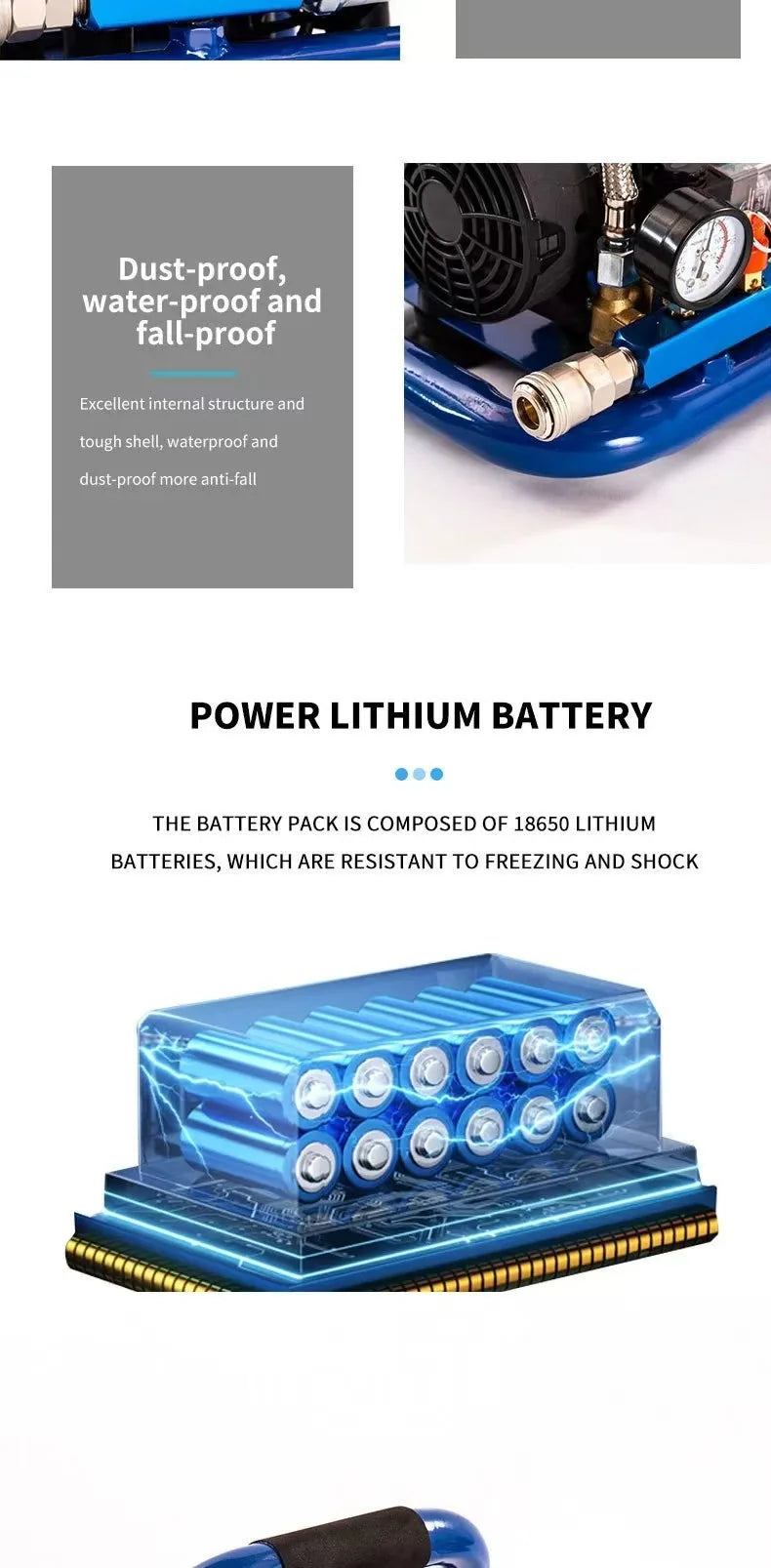 Rechargeable lithium air compressor car small portable wireless pump cylinderless lithium air compressor