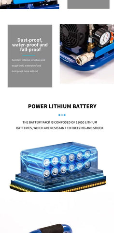 Rechargeable lithium air compressor car small portable wireless pump cylinderless lithium air compressor