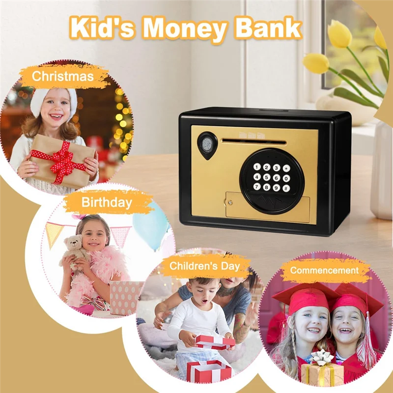 ABGI-Piggy Bank Money Box ,Electric Fingerprint Password Money Saving Box ,Coin Bank Money Safe Atm Machine Gift For Kids