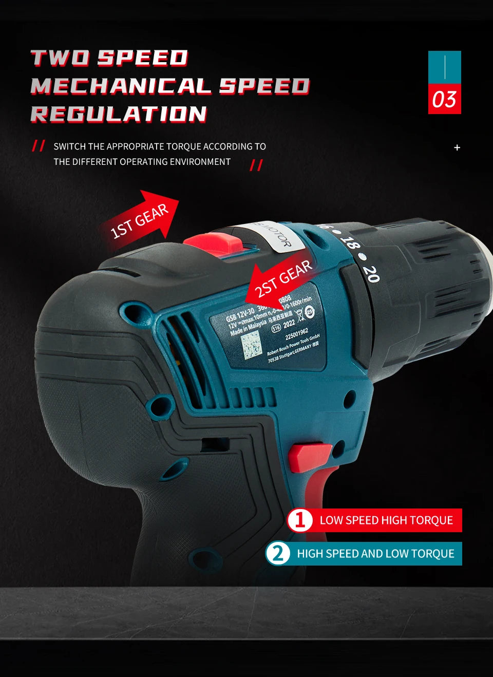 Bosch GSB-12-V30 Electric Drill DIY Professional Heavy Duty Cordless Driver Multifunctional Household Electric Screwdriver
