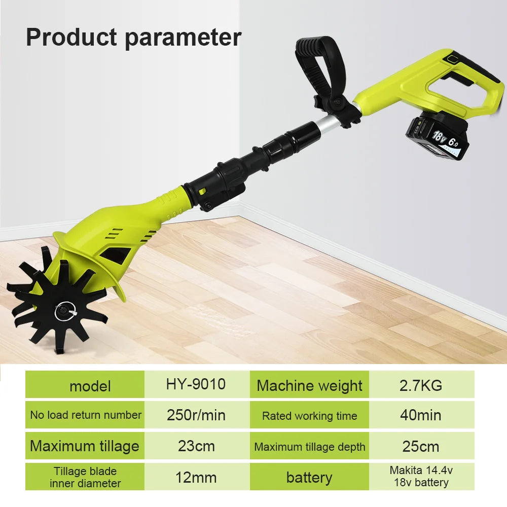 Abeden 20V Handheld Electric Ripper Cultivator Garden Rotary Tiller Cordless Weeder Garden Tractor Portable Grass Trimmer