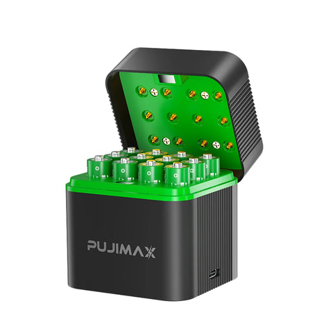 PUJIMAX 12-Slot 1.5V AAA 1100mWh Smart Charging Compartment  Lithium Battery Rechargeable Charger Set Large Capacity