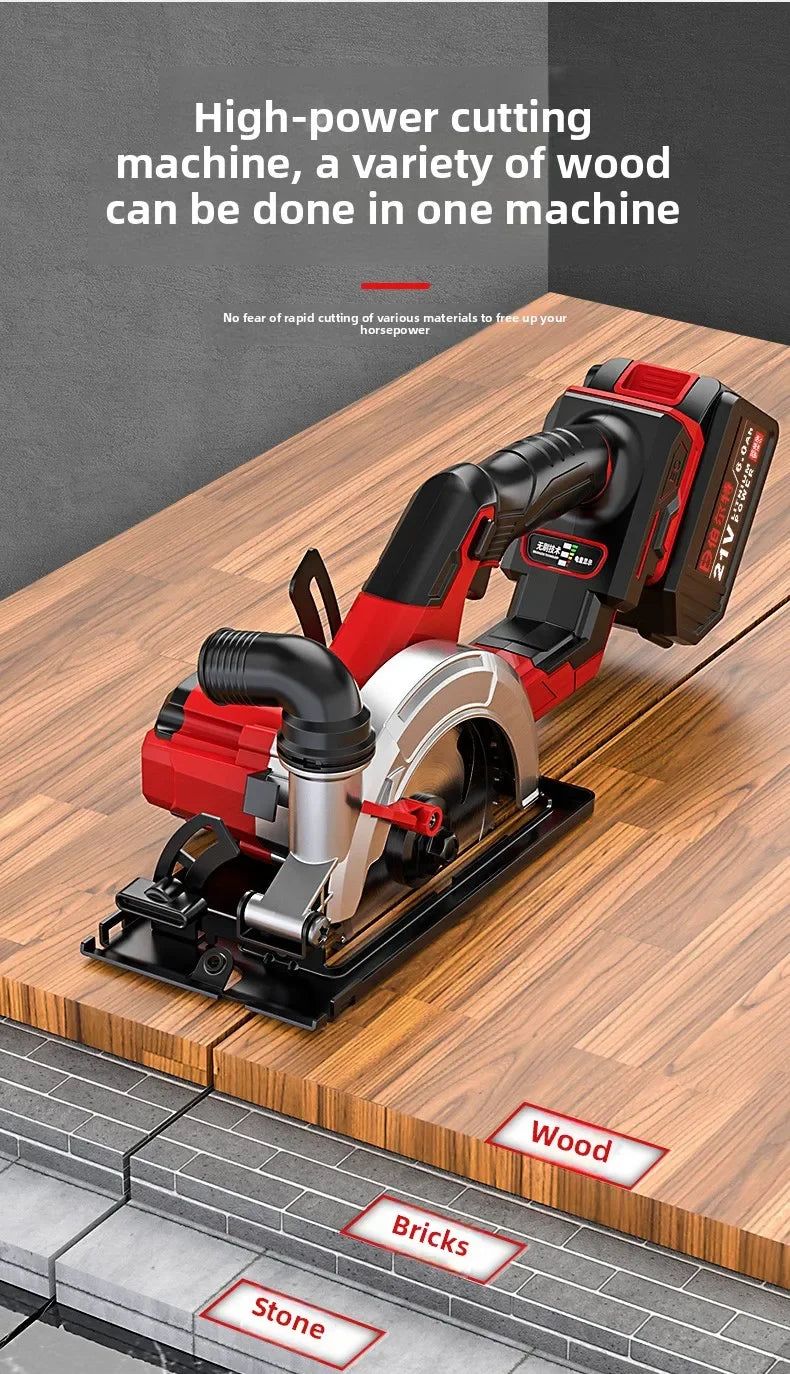 110V/220V Brushless Lithium Battery Electric Circular Saw Rechargeable Wireless Woodworking Hand Saw Power Tools CBA