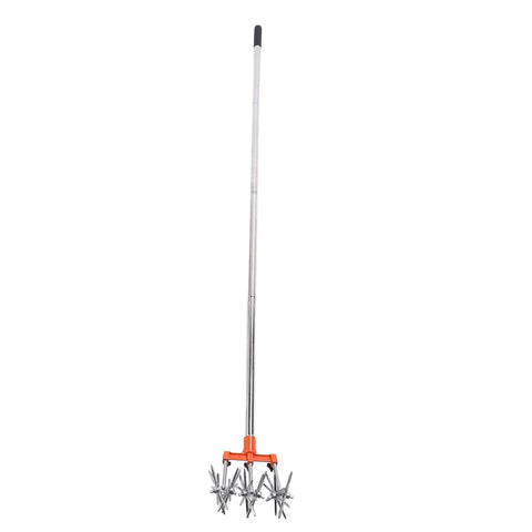 Manual Rotary Cultivator Tool Stainless Steel Teeth Adjustable Handle Garden Hand Tiller for Lawn Hand Rotary Cultivator