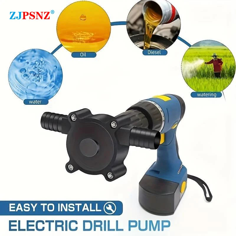 Electric Drill Pump Portable Mini Diesel Oil Fluid Water Pump Hand Self-priming Liquid Transfer Pumps Home Garden Outdoors