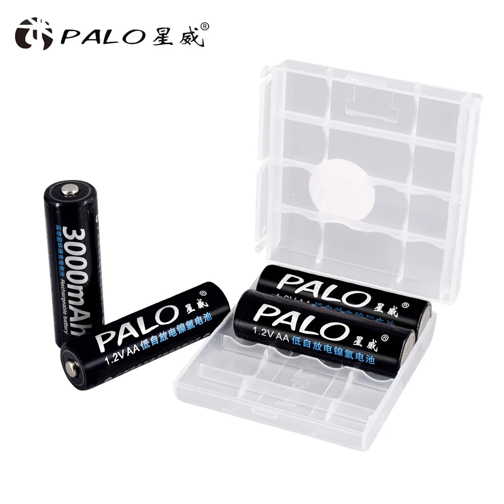 PALO AA and AAA Rechargeable Batteries 3000mAh NI-MH AA Battery LR6 1100mAh AAA LR3+LCD USB USB Charger for 1.2V AA AAA Battery