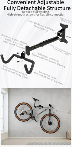 JSHOU BIKE Wall Mount Garage Bike Rack Adjustable Hanger Storage Bike Garage Home,Horizontal Bike Hook Bike Holder MTB/Road Bike