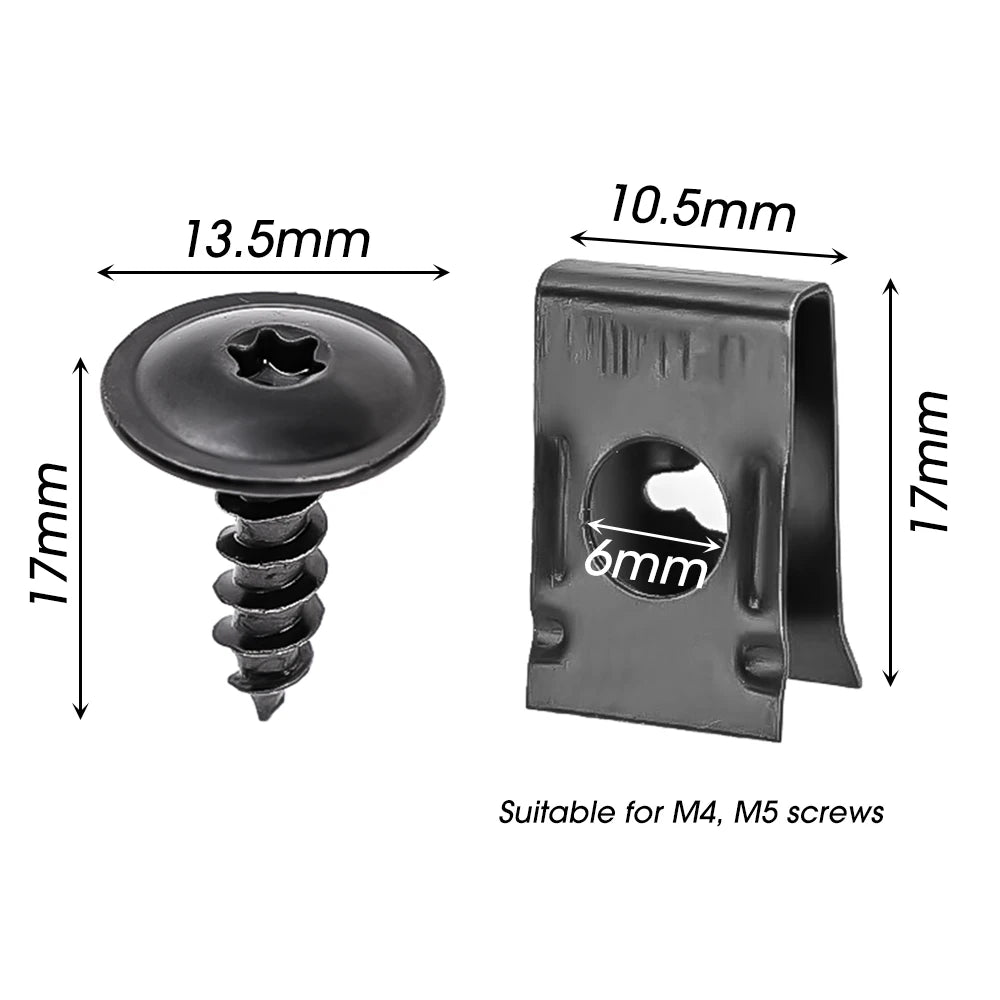 Self Tapping Screws Metal Fastener Clip for Car Motorcycle U-Type Clip with Screw Anti-rust Protection Clip Screw Iron Sheet Kit