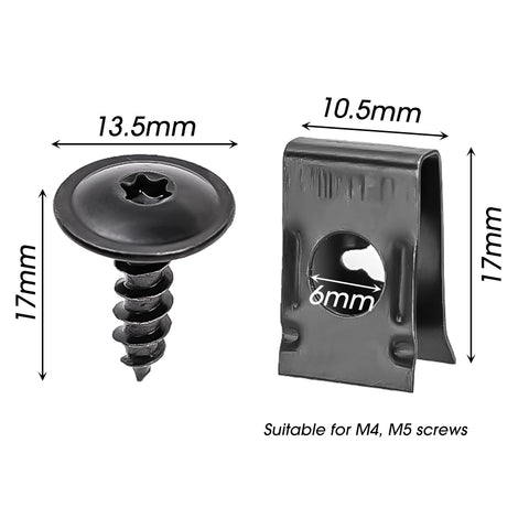 Self Tapping Screws Metal Fastener Clip for Car Motorcycle U-Type Clip with Screw Anti-rust Protection Clip Screw Iron Sheet Kit