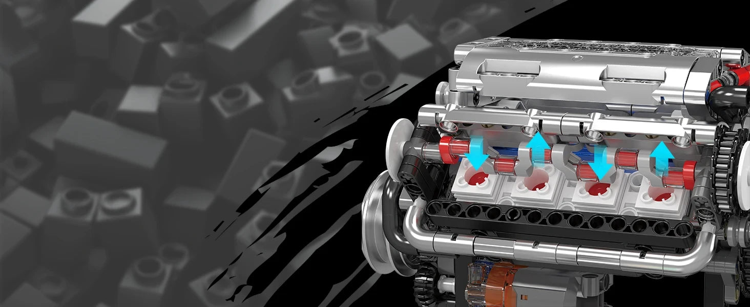 Diy King10088 V8 Engine Building Kit - Build Your Own V8 Engine Toy, 8-Cylinder Petrol Car Engine Replica Model Kit Building Kit