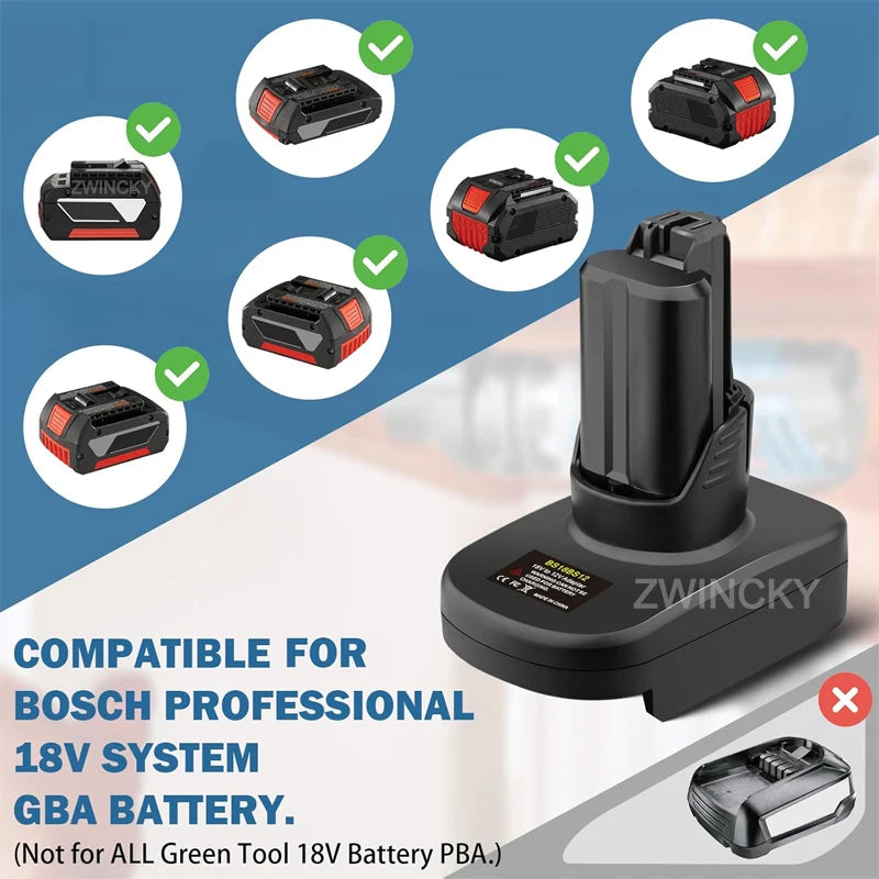 Battery Adapter For Makita/Dewalt/Milwaukee/Bosch 18V 20V Lithium Battery Convert to for Bosch 12V Cordless Power Tools