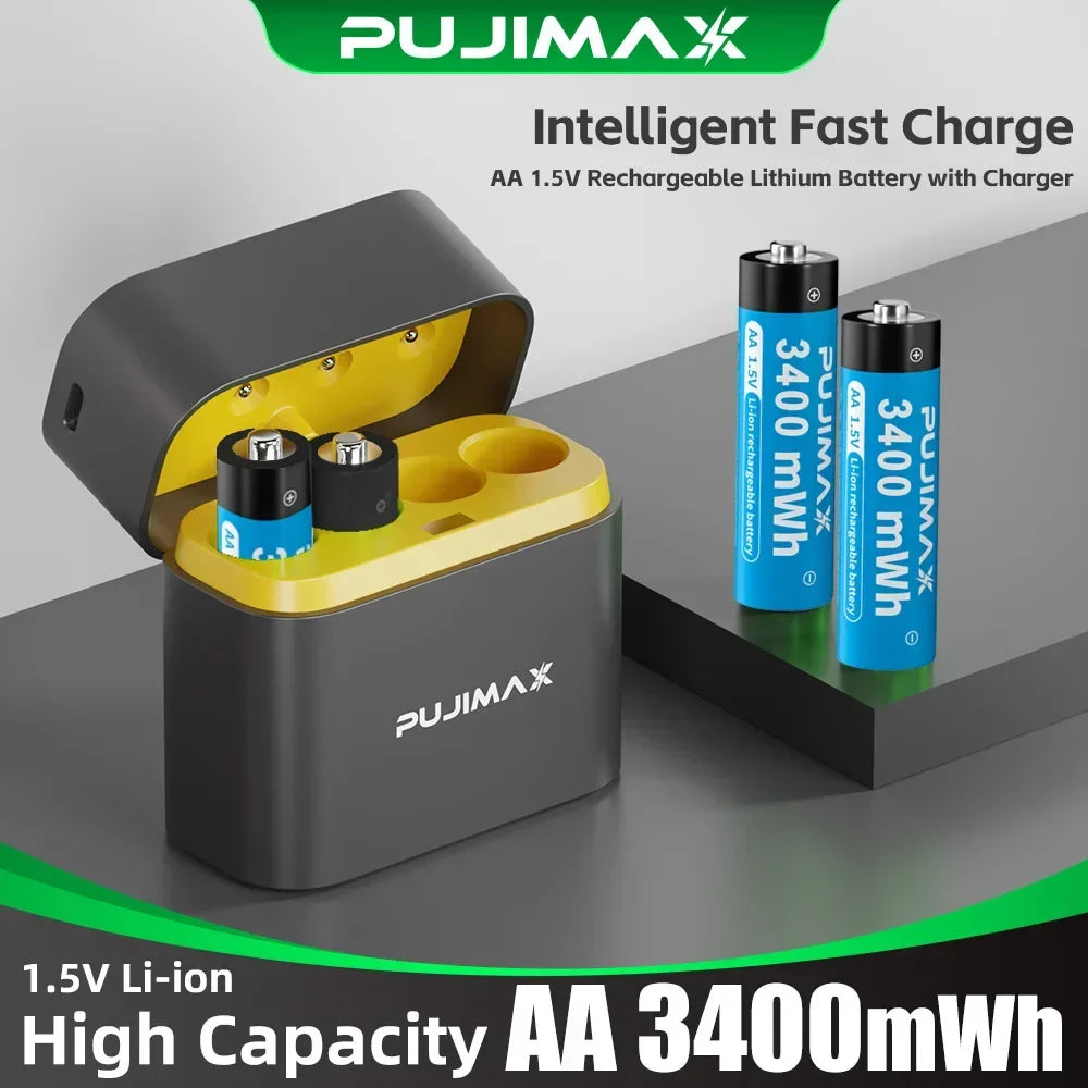 AA Smart Battery Charger 8 Slots for 1.5V AAA Rechargeable Lithium Ion Batteries Intelligent 1200 Times Recycle Fast USB Charger
