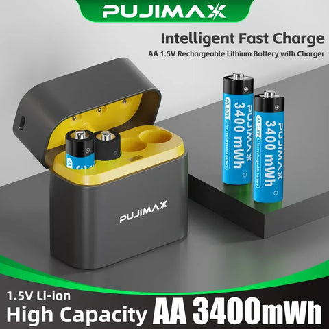 AA Smart Battery Charger 8 Slots for 1.5V AAA Rechargeable Lithium Ion Batteries Intelligent 1200 Times Recycle Fast USB Charger