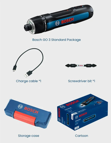 Bosch GO 3 Electric Screwdriver Set 3.6V 5Nm Cordless Mini Hand Drill Rechargeable Screw Driver Bosch Multi-Function Power Tool