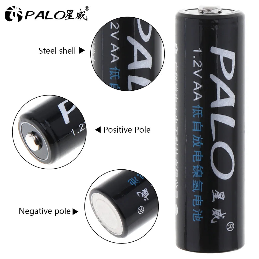PALO AA and AAA Rechargeable Batteries 3000mAh NI-MH AA Battery LR6 1100mAh AAA LR3+LCD USB USB Charger for 1.2V AA AAA Battery