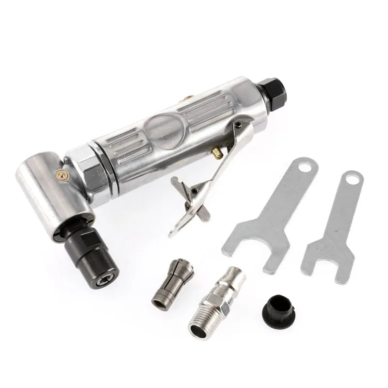 90 Degree Air Die Grinder Mini Air Grinder Pneumatic Grinding Polisher Mill Engraving Machine with Sanding Discs Tool Kit