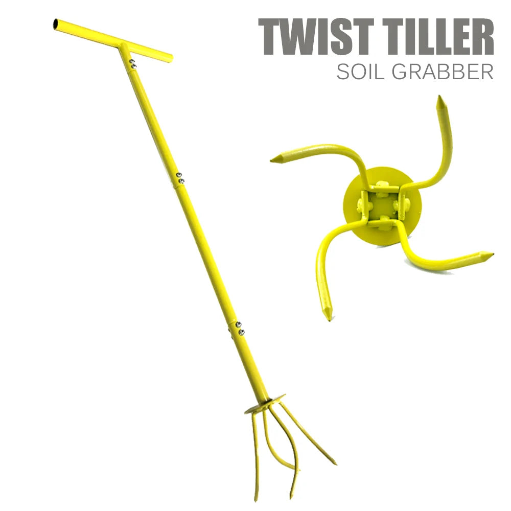 Twist Tiller Soil Grabber T-handle Adjustable Height Yard Garden Manual Soil Claw Cultivator Household Planting Tool