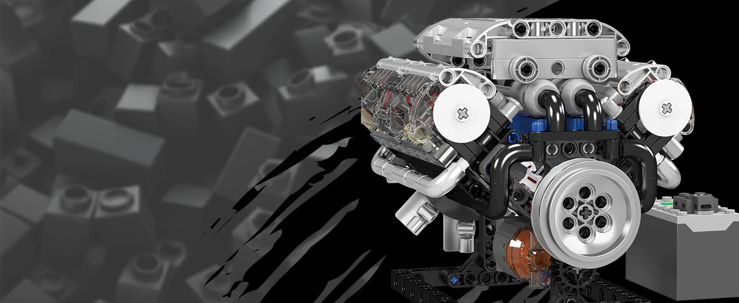 Diy King10088 V8 Engine Building Kit - Build Your Own V8 Engine Toy, 8-Cylinder Petrol Car Engine Replica Model Kit Building Kit