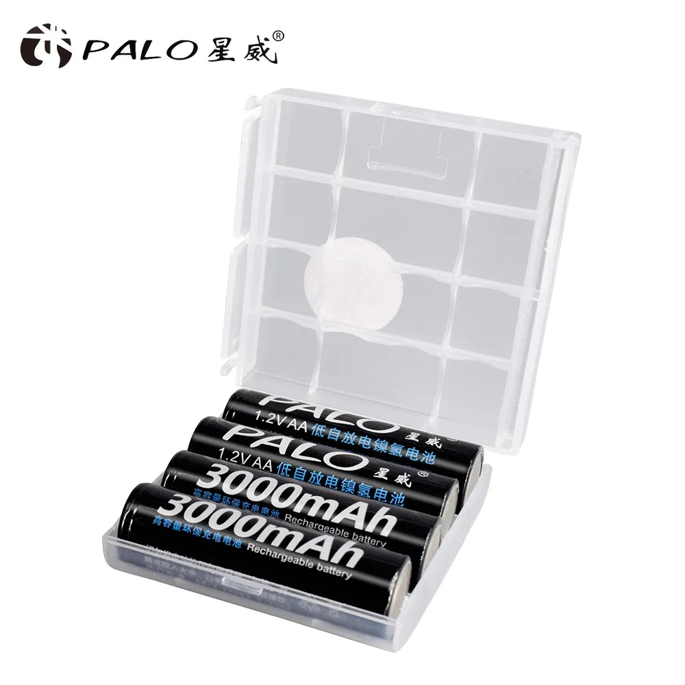 PALO AA and AAA Rechargeable Batteries 3000mAh NI-MH AA Battery LR6 1100mAh AAA LR3+LCD USB USB Charger for 1.2V AA AAA Battery