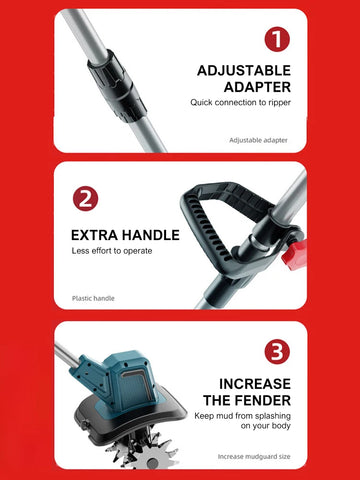 400W Electric Cultivator,21V Electric Tiller for Makita Battery,Electric Lawn Mower 4 Blades Cordless Grass Trimmer Garden Tools
