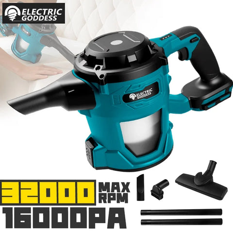 16000pa Brushless Electric Vacuum Cleaner Handheld Rechargeable Dry/Wet Dust Carpet Collector Machine for Makita 18v Battery Pin