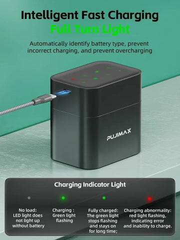 AA Smart Battery Charger 8 Slots for 1.5V AAA Rechargeable Lithium Ion Batteries Intelligent 1200 Times Recycle Fast USB Charger