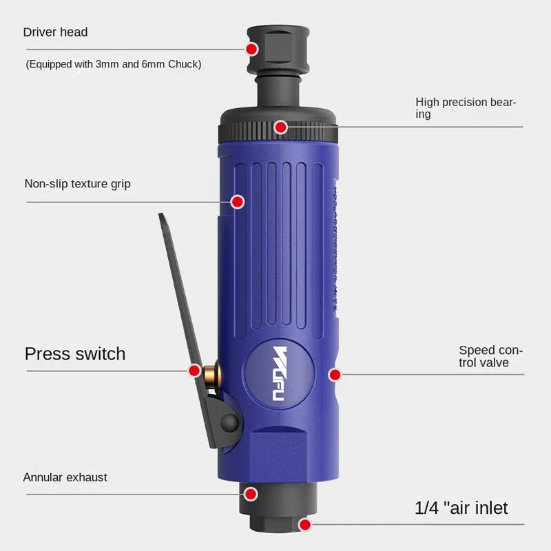 3mm/6mm Pneumatic Die Grinder Air Engraving Grinder Grinding Mill Engraving Tool Polishing Machine for Pneumatic Tools