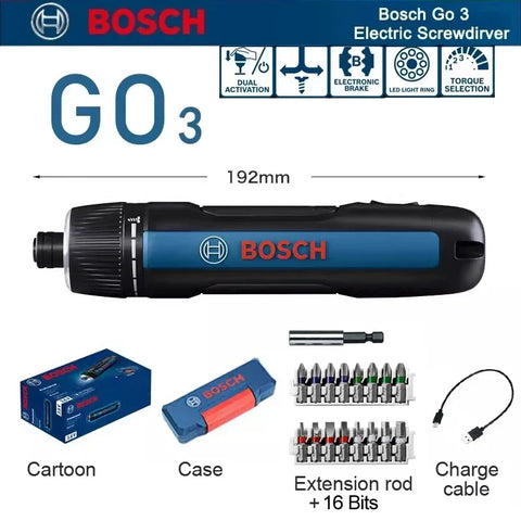 Bosch GO 3 Electric Screwdriver 3.6V 5Nm Cordless Mini Hand Drill Rechargeable Screw Driver GO3 Bosch Multi-Function Power Tool