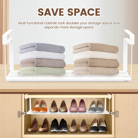 Adjustable Shoe Rack Hanging Under Cabinets Clothes Shoe Storage Shelf Expandable Household Retractable Organizer