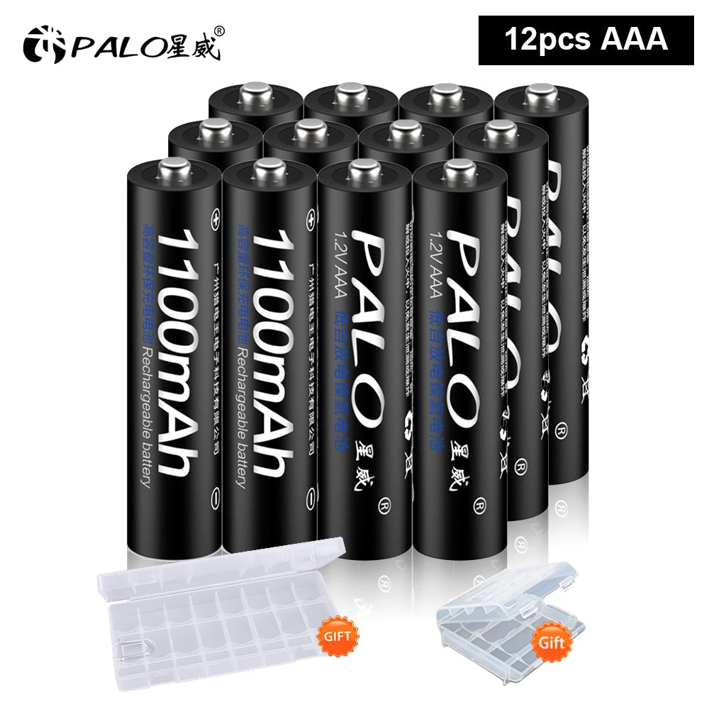 PALO AA and AAA Rechargeable Batteries 3000mAh NI-MH AA Battery LR6 1100mAh AAA LR3+LCD USB USB Charger for 1.2V AA AAA Battery