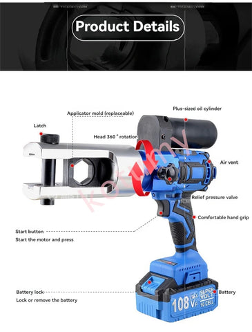 18V Lithium Battery Hydraulic Pliers Hydraulic Electric Fast Crimping Pliers Wire Terminals Crimping Cable Pliers