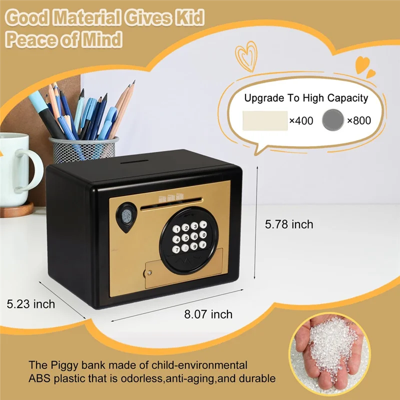 ABGI-Piggy Bank Money Box ,Electric Fingerprint Password Money Saving Box ,Coin Bank Money Safe Atm Machine Gift For Kids