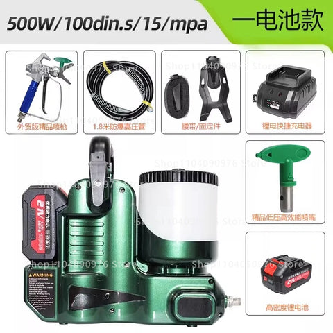 Backpack Handheld Sprayer Paint Paint High Pressure Airless Lithium Battery Charging Convenient Plunger Wall Repair Machine