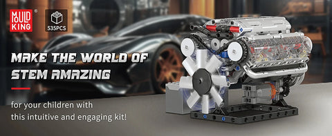 Diy King10088 V8 Engine Building Kit - Build Your Own V8 Engine Toy, 8-Cylinder Petrol Car Engine Replica Model Kit Building Kit