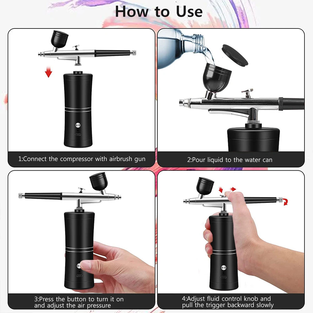 Airbrush with Compressor Airbrush Painting Mini Spray Gun for Painting Wireless Paint Gun Airbrush Kit with Compressor Spray Gun