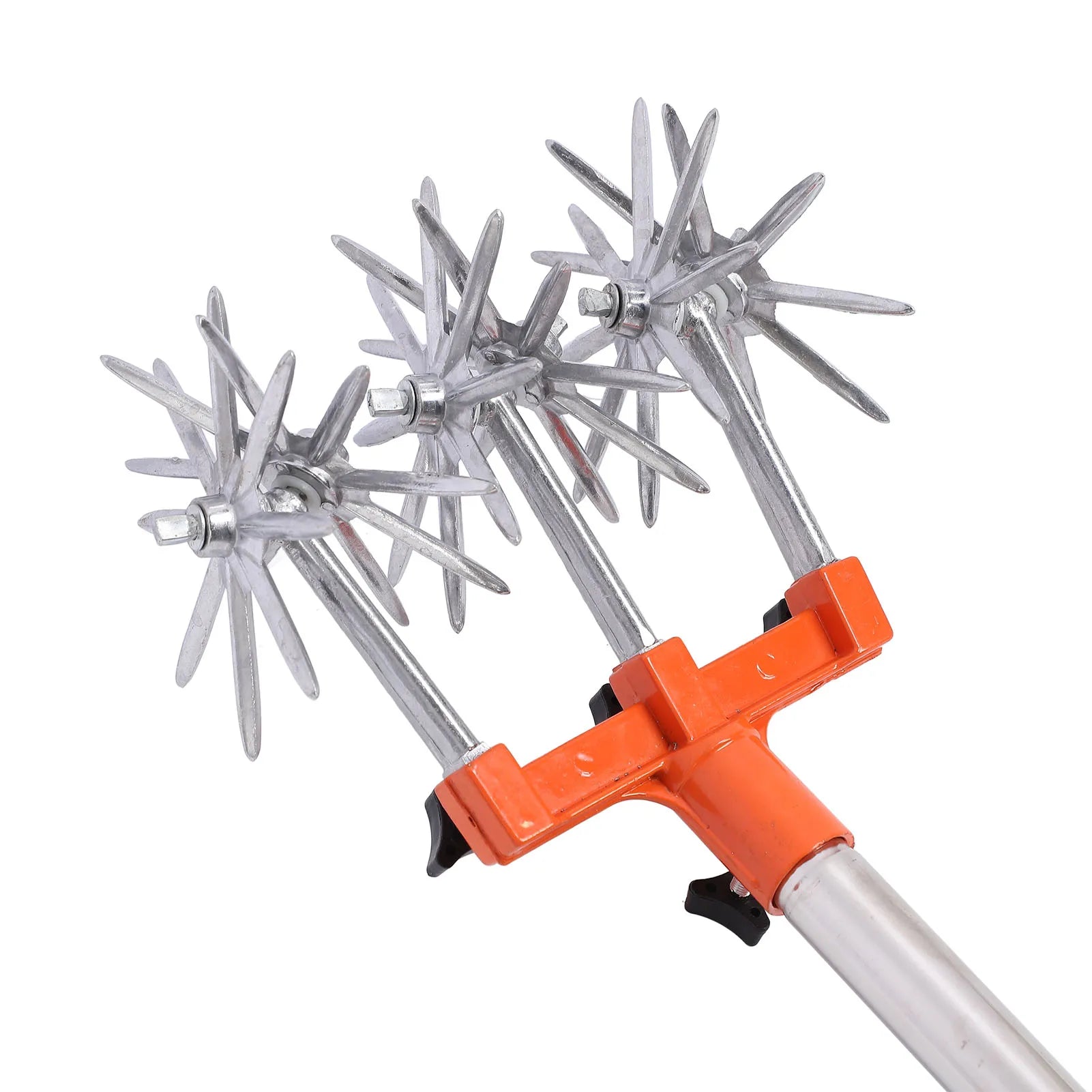 Manual Rotary Cultivator Tool Stainless Steel Teeth Adjustable Handle Garden Hand Tiller for Lawn Hand Rotary Cultivator