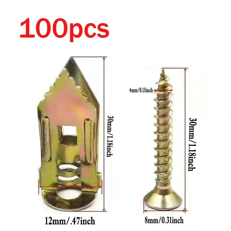 25/50/100Pcs Self Tapping Screws Self Drilling Anchors Screws Drywall Anchors Easy Application for Gypsum Plasterboard Dowel