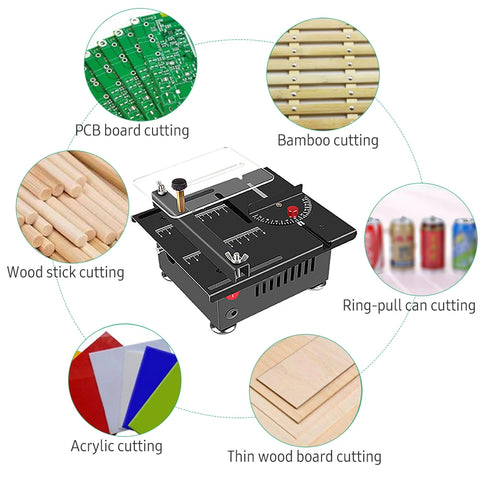 100 multi-functional table saw, mini desktop electric saw blade, adjustable speed and Angle, lifting blade, 16MM cutting depth