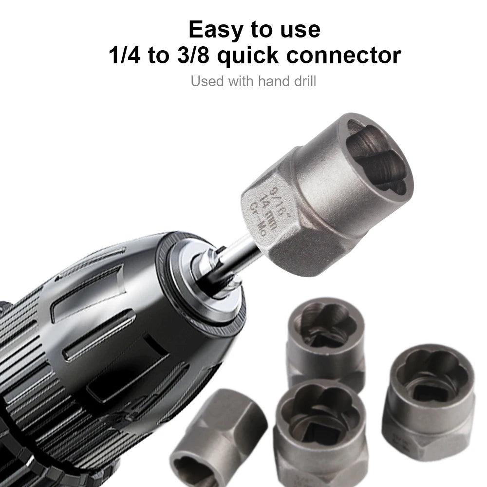 Bolt Nut Remover Hand Tools Kit Nut Extractor Car Repair Tool Accessory Damaged Screw Extractor Bolt Nut Removal Socket Tool