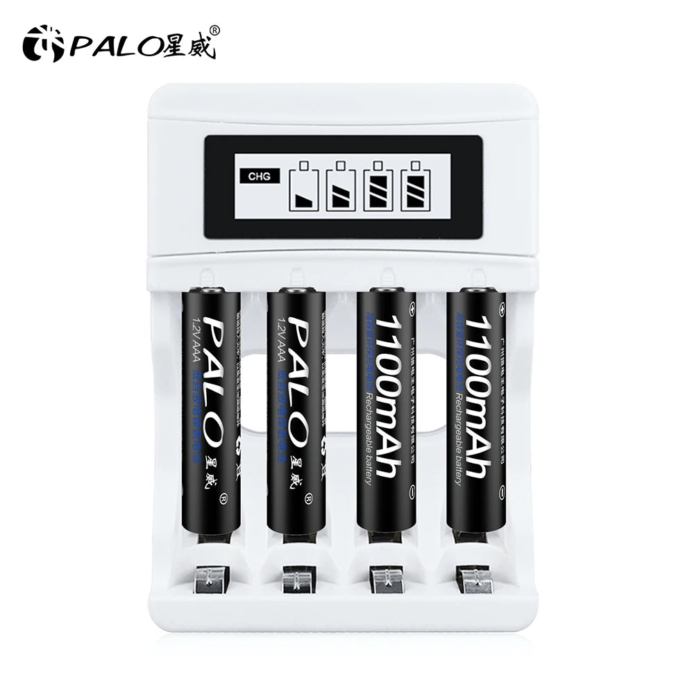 PALO AA and AAA Rechargeable Batteries 3000mAh NI-MH AA Battery LR6 1100mAh AAA LR3+LCD USB USB Charger for 1.2V AA AAA Battery