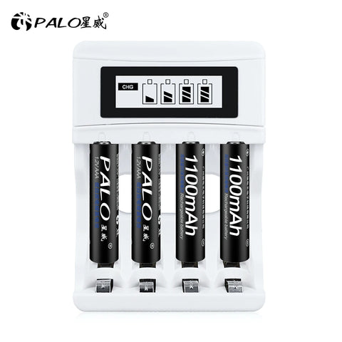 PALO AA and AAA Rechargeable Batteries 3000mAh NI-MH AA Battery LR6 1100mAh AAA LR3+LCD USB USB Charger for 1.2V AA AAA Battery