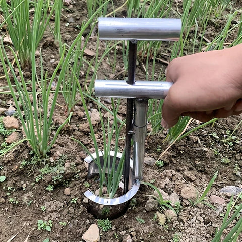 Stainless Steel Garden Transplanting Tool, Handheld, Durable Metal Manual Planter for Fruit Trees and Vegetable Seedlings