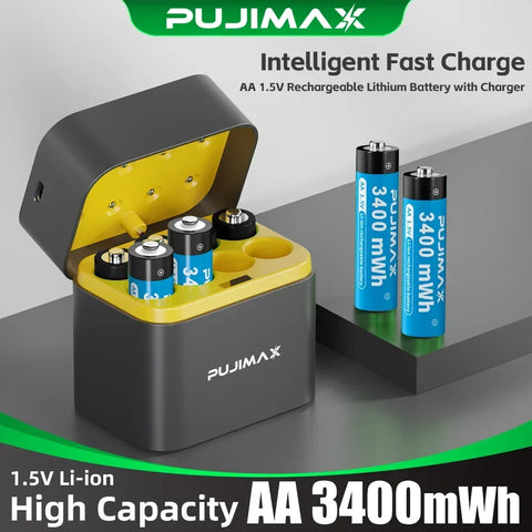 AA Smart Battery Charger 8 Slots for 1.5V AAA Rechargeable Lithium Ion Batteries Intelligent 1200 Times Recycle Fast USB Charger