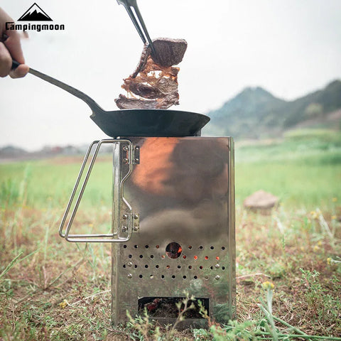 CAMPINGMOON MT-17 Foldable Portable Triangle Point Carbon Stove Fire Stove Barbecue Stainless Steel Camping Firewood Stove