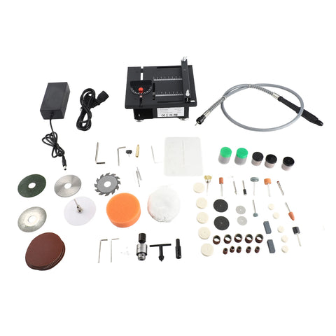100 multi-functional table saw, mini desktop electric saw blade, adjustable speed and Angle, lifting blade, 16MM cutting depth