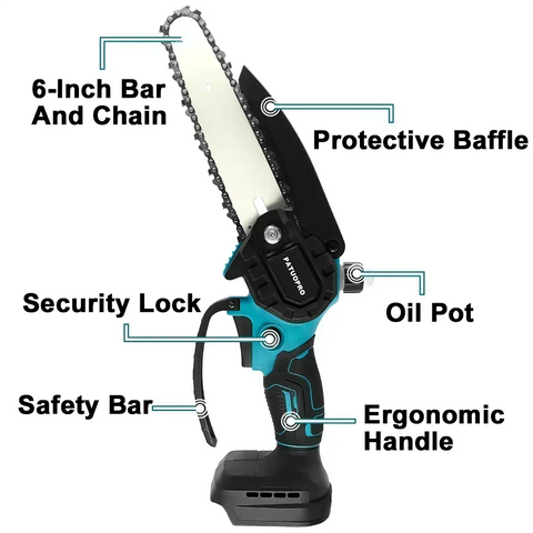 6inch Brushless Electric Chain Saw Cordless Portable Tree Branch Logging Chainsaw Woodworking Garden Tool For Makita 18V Battery