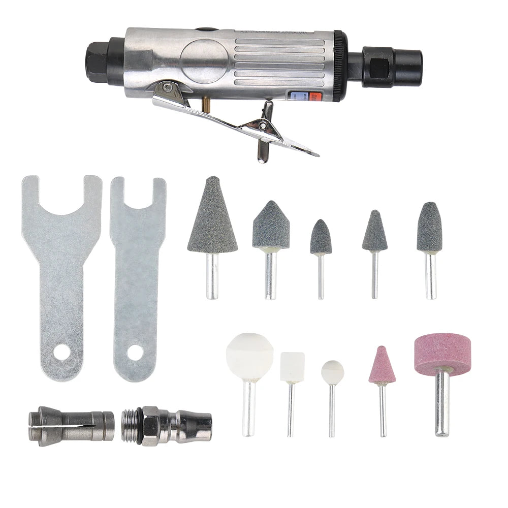Air Grinder Mill Engraving Tool Car Tool Grinding Polishing Machine Kit Pneumatic Die Grinder 1/4" 1/8" 16Pcs Air Die Grinder