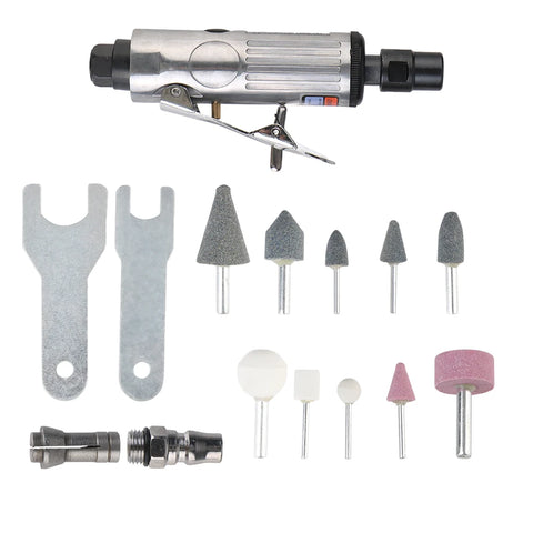 Air Grinder Mill Engraving Tool Car Tool Grinding Polishing Machine Kit Pneumatic Die Grinder 1/4" 1/8" 16Pcs Air Die Grinder