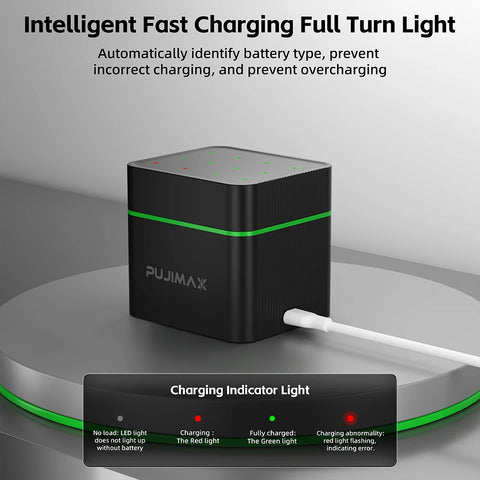 PUJIMAX 12-Slot 1.5V AAA 1100mWh Smart Charging Compartment  Lithium Battery Rechargeable Charger Set Large Capacity