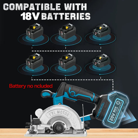 5 Inch 125MM Brushless Electric Circular Saw Hand Push Saw Multifunctional Woodworking Cuttiing Tool for Makita 18V Battery